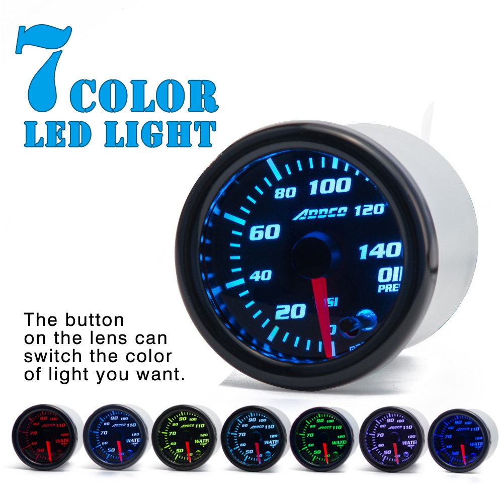 Car 52mm 2" Universal Oil Press Gauge Auto Oil Pressure Meter LED With Sensor and Gauge POD AD-GA52OILP
