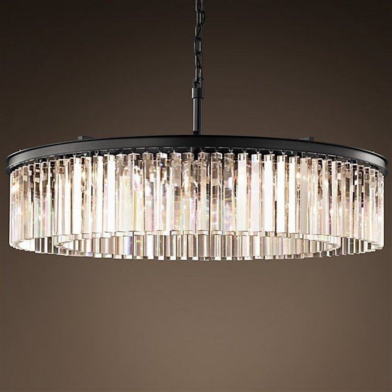 American Vintage Crystal Chandelier Iron Art Round Living Room Bed Dining Modern Personality Villa