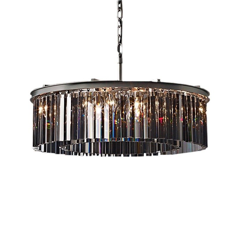 American Vintage Crystal Chandelier Iron Art Round Living Room Bed Dining Modern Personality Villa