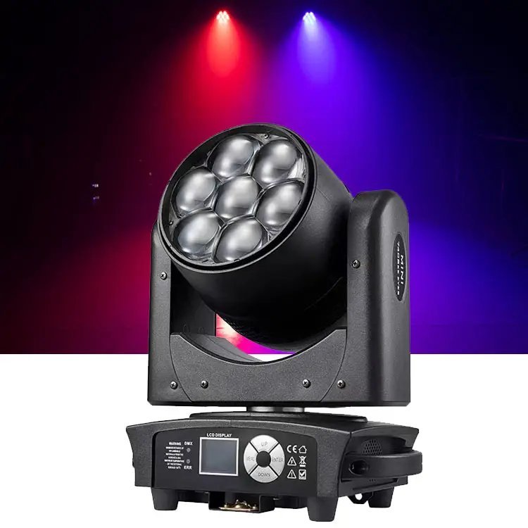 Zoom Moving Head Mini 7x40w Rgbw 4in1 Moving Head Wash Beam Sound Activated Master-slave Control Led Stage Light