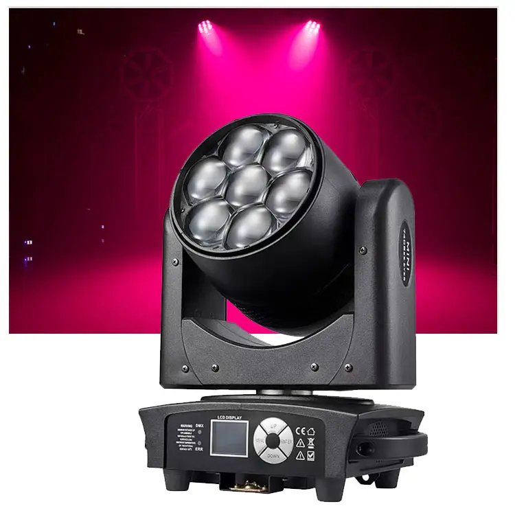 Zoom Moving Head Mini 7x40w Rgbw 4in1 Moving Head Wash Beam Sound Activated Master-slave Control Led Stage Light