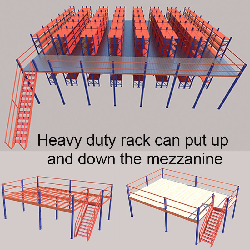 Mezzanine Floor Attic Loft Storage Rack Industrial Metal Stairs for Racking Rack Shelf Shelves