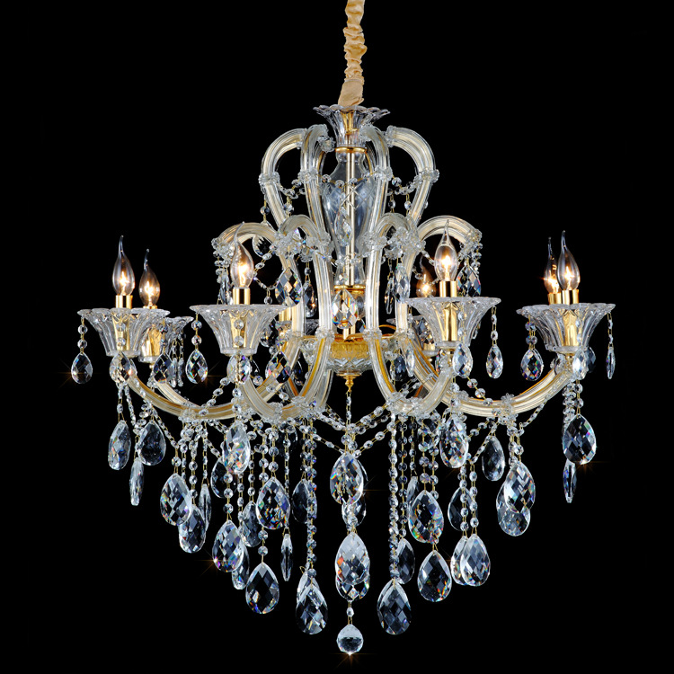 Modern European Gold Extra Large Foyer Lobby Led Ceiling Pendant Lamp Wedding Crystal Candle Chandeliers