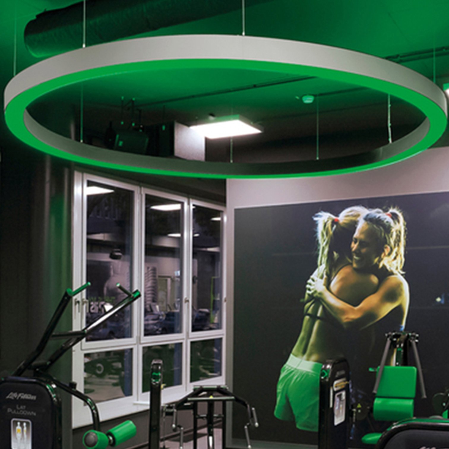 New Arrival RGB Aluminum Circle Light Suspended Chandelier RGB Ring Light for Coffee Store