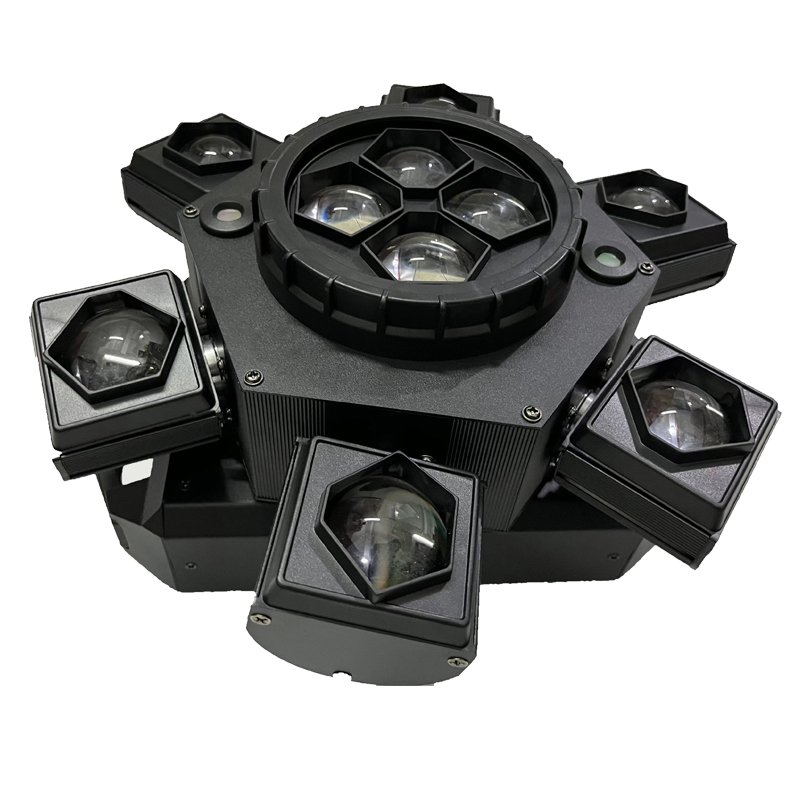Alloy Shell 6-arm Bee Eye LED Beam Mobile Headlight With Red and Green Laser Effect, DJ Disco Music Ball, LASER LIGHTS