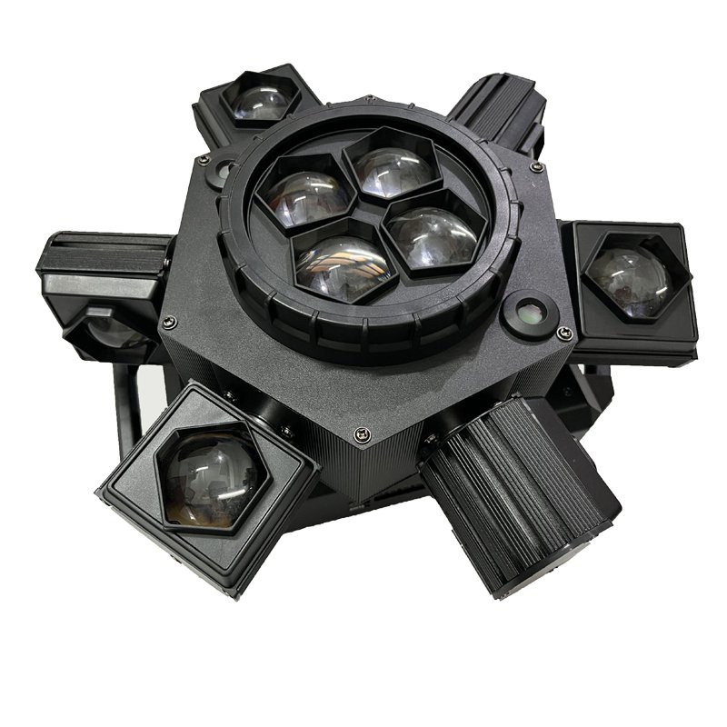 Alloy Shell 6-arm Bee Eye LED Beam Mobile Headlight With Red and Green Laser Effect, DJ Disco Music Ball, LASER LIGHTS