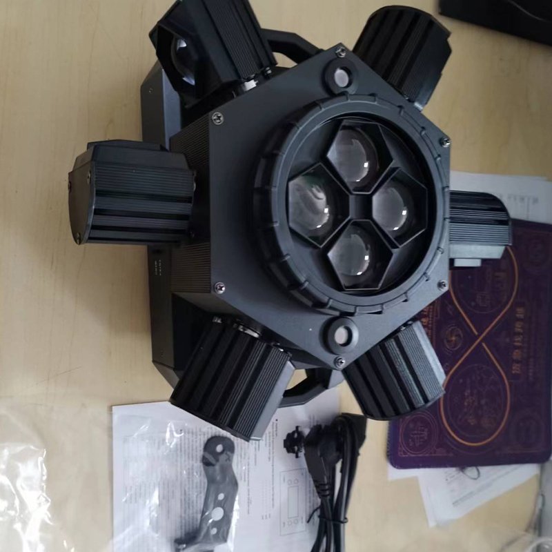 Alloy Shell 6-arm Bee Eye LED Beam Mobile Headlight With Red and Green Laser Effect, DJ Disco Music Ball, LASER LIGHTS