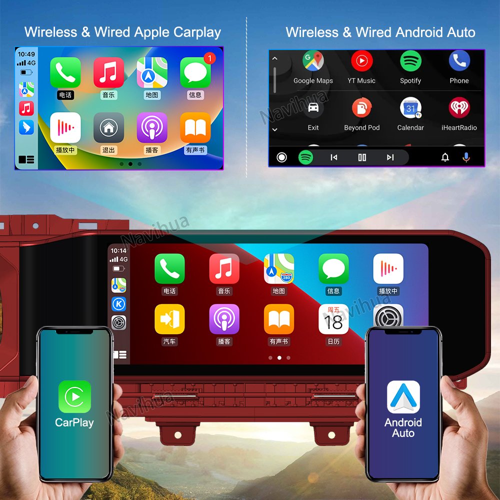 Navihua Dual Screen for Jeep Wrangler 2018-2023 Android Car Radio Multimedia DVD Player GPS Navigation Auto Accessories Upgrade