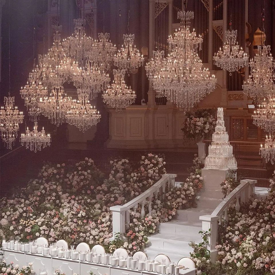 Custom Extra Large Wedding Banquet Hall Candle Maria Theresa Crystal Chandeliers