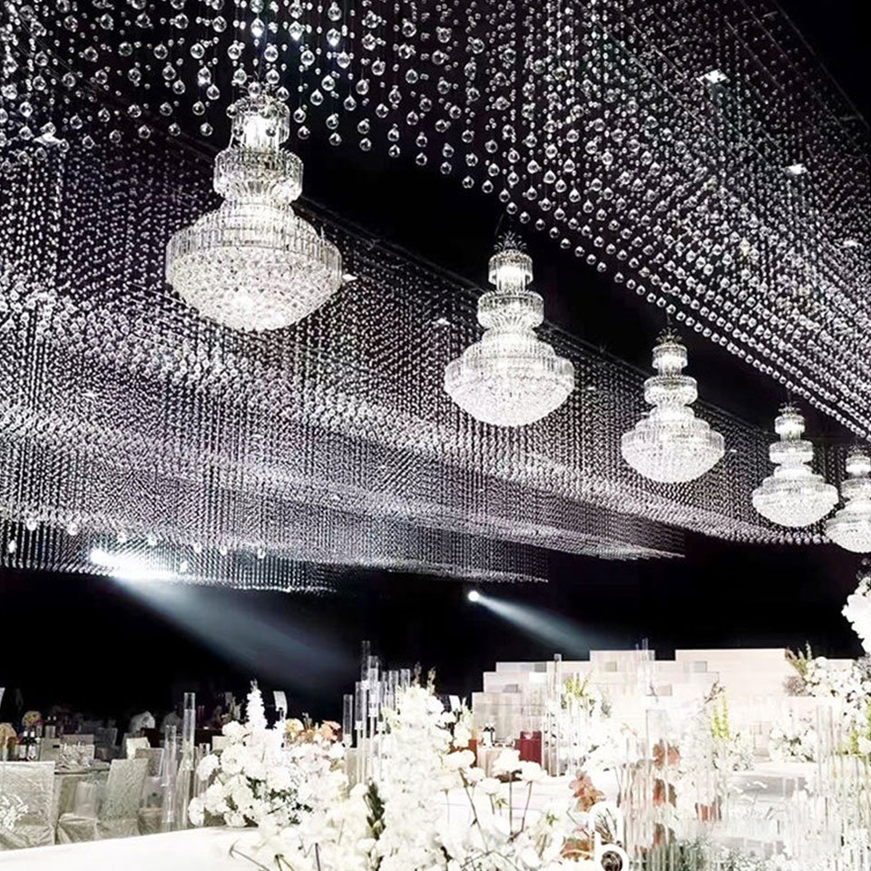 Custom Extra Large Wedding Banquet Hall Candle Maria Theresa Crystal Chandeliers