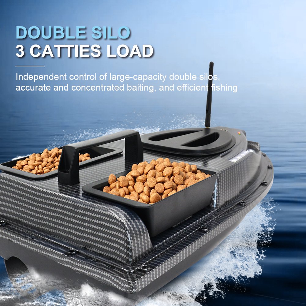 Flytec V900 GPS Fishing Bait Boat 500M Remote Control Boat 40 Points Auto Baiting LED Lighting 2.4G RC Boat With Dual Hoppers