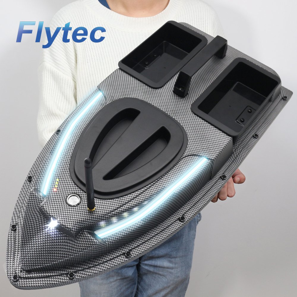 Flytec V900 GPS Fishing Bait Boat 500M Remote Control Boat 40 Points Auto Baiting LED Lighting 2.4G RC Boat With Dual Hoppers
