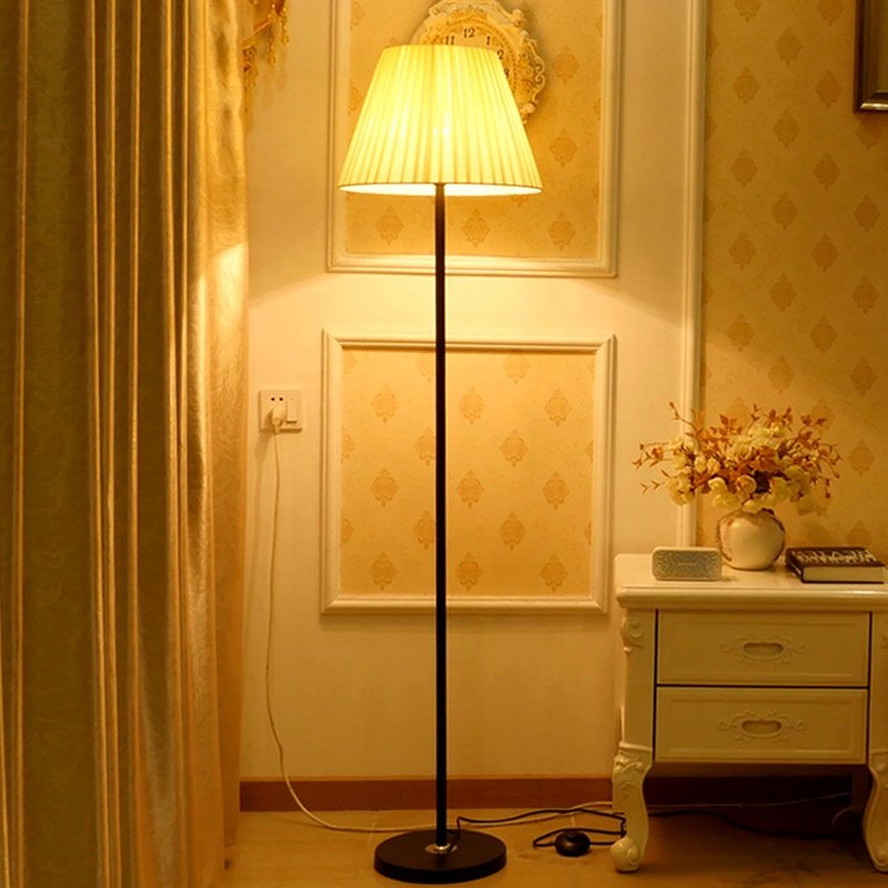 Home Hotel Designer Tripod Modern Decorative Solid Brass with Beige Fabric Shade Floor Lamp LED Morden