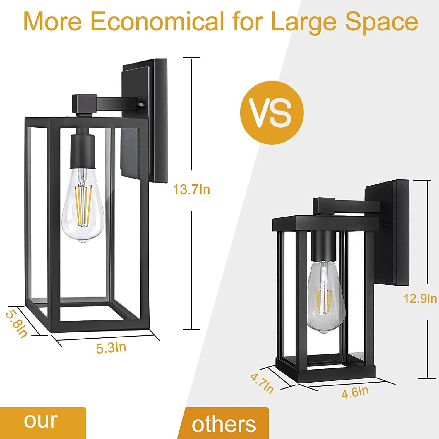 Garden European Style Landscape Lamp Waterproof Thickened Transparent Glass Cover Villa Outdoor Wall Hanging Lamp