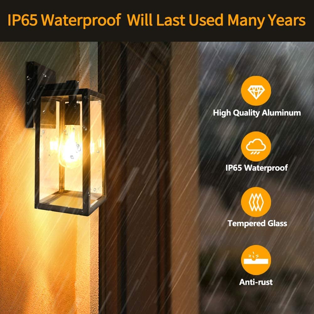 Garden European Style Landscape Lamp Waterproof Thickened Transparent Glass Cover Villa Outdoor Wall Hanging Lamp