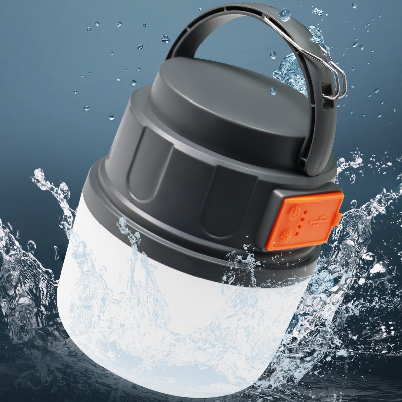 Hot Selling IP65 Waterproof LED Camping Lamp Rechargeable Hanging Tent Light with Stepless Dimming Available in White Black