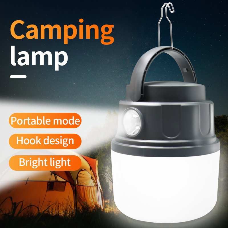 Hot Selling IP65 Waterproof LED Camping Lamp Rechargeable Hanging Tent Light with Stepless Dimming Available in White Black