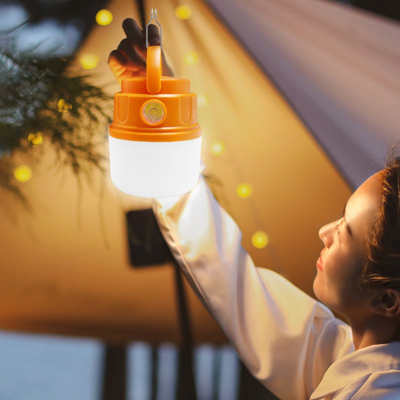Hot Selling IP65 Waterproof LED Camping Lamp Rechargeable Hanging Tent Light with Stepless Dimming Available in White Black