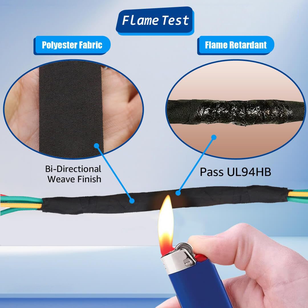 2- Flame Retardant Fleece Fabric Polyester PET Cloth Auto Car Engine Wiring Wrapping Automotive Wire Harness Self Adhesive Tape