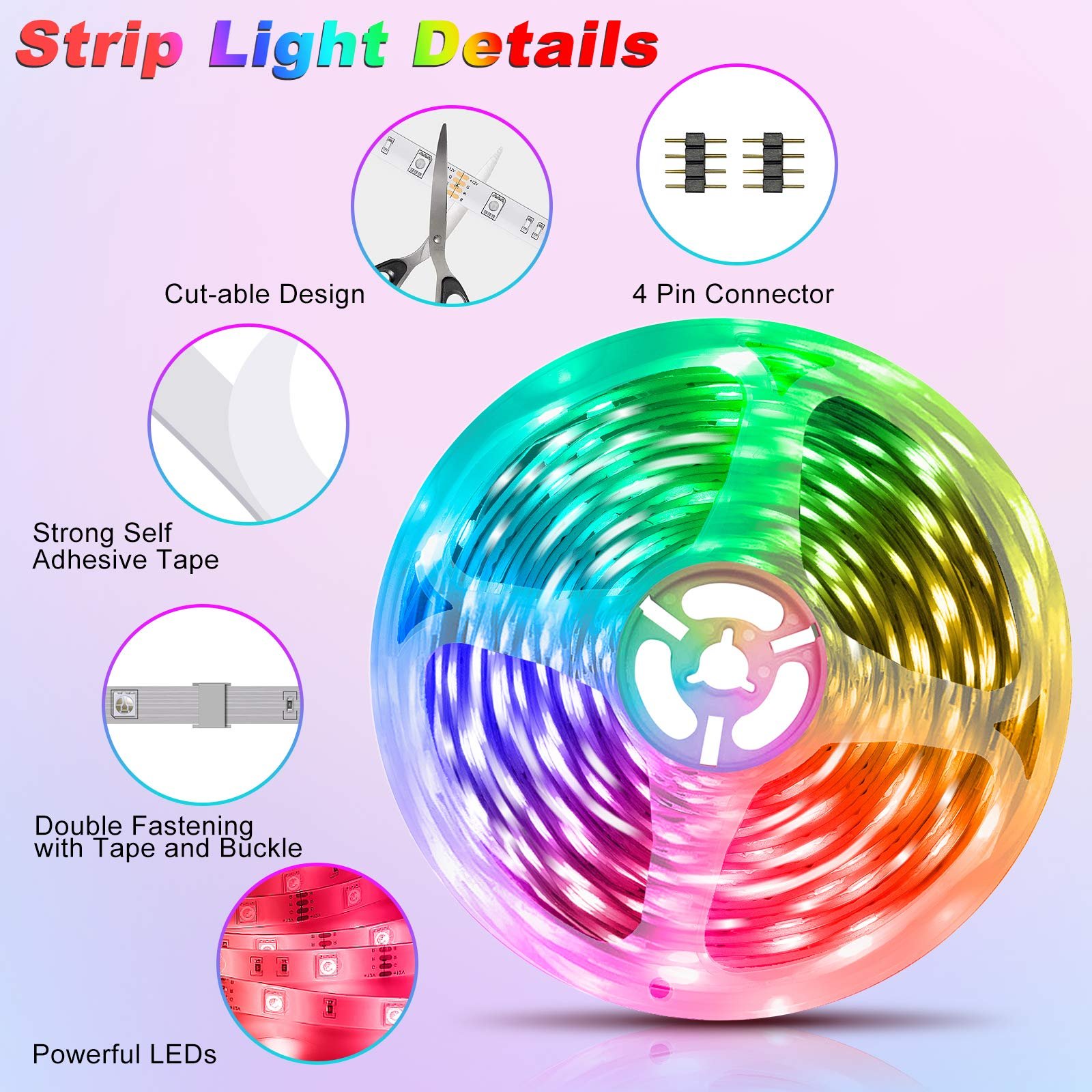 Led Light Strip App Wifi 24V Remote Controlled 5050 2835 Rgb Smart Strip Light Room Decor Living Room Led Lamps Light Ceiling