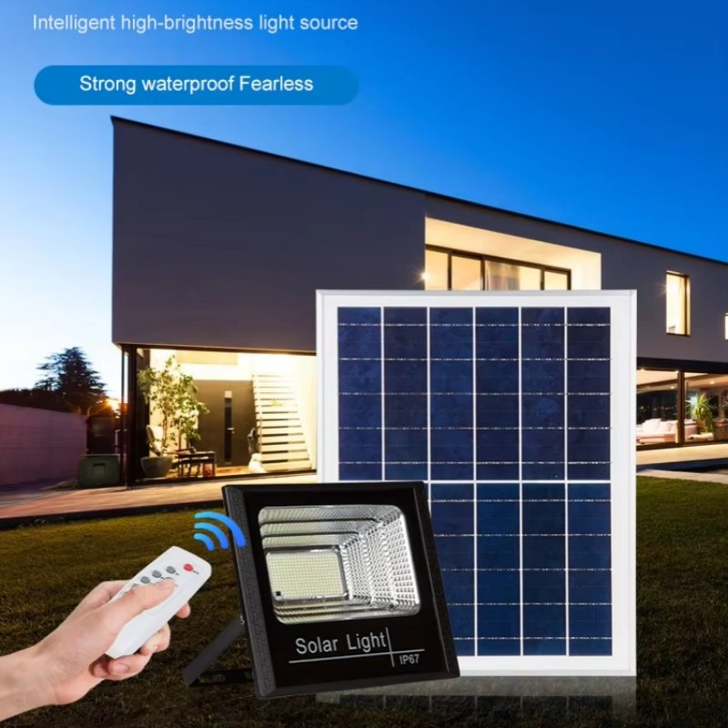 Rts Solar Flood Light Outdoor Remote 6000K Bright White Floodlights Ip67 Waterproof Solar Power Security Light Auto