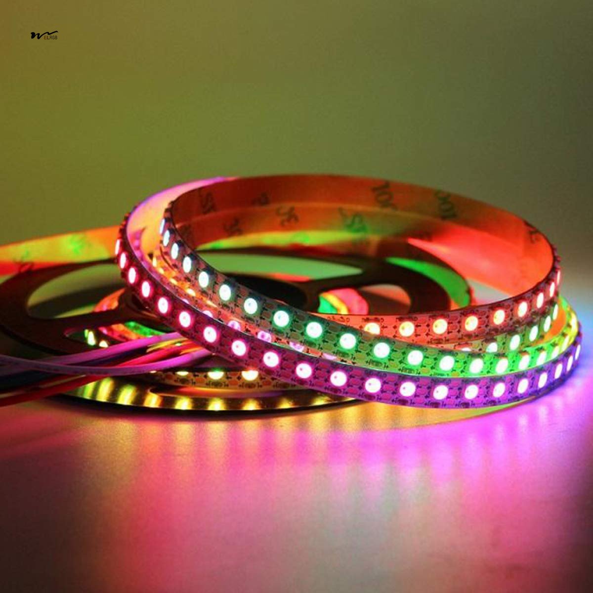 Individually Addressable RGB LED Strip Light 16.4ft/5M 300 Pixels, 5050 SMD White PCB IP20 NO-Waterproof Flexible Strip Light