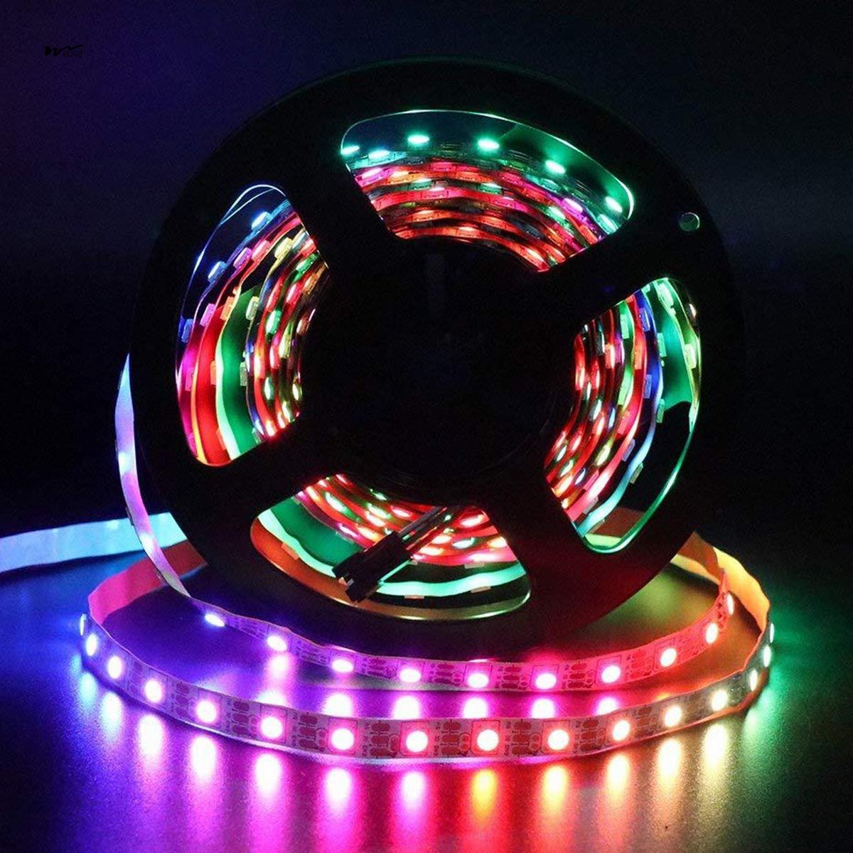 Individually Addressable RGB LED Strip Light 16.4ft/5M 300 Pixels, 5050 SMD White PCB IP20 NO-Waterproof Flexible Strip Light