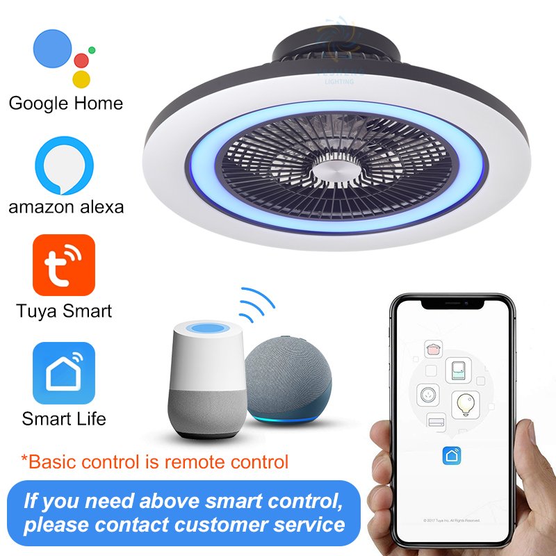 XD65 RGB Modern Remote Controlled Ceiling Fan Without Blades and with Light Lamps with Fan App Control Tuya Alexa Google Control