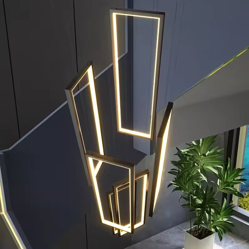 Art Design High Ceilings Acrylic square Pendant Light Large Staircase Living Room Luxury Led Modern Chandelier