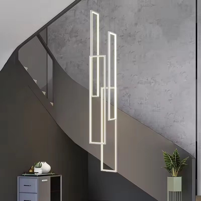 Art Design High Ceilings Acrylic square Pendant Light Large Staircase Living Room Luxury Led Modern Chandelier