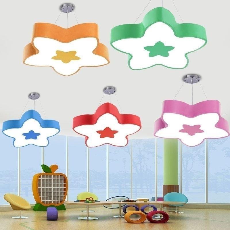 Kindergarten Classroom Colorful Pentagon Star LED Pendant Light Daycare and Early Education Center LED Pendant Light