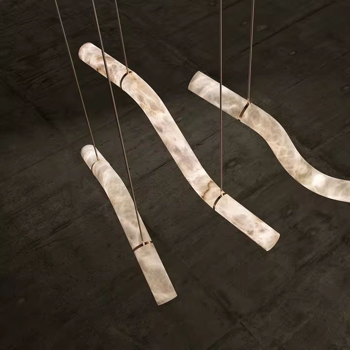 Strip Alabaster Living Room Minimalist Lamp Dining Room Plaster Chandelier Decorative Led Pendant Lights