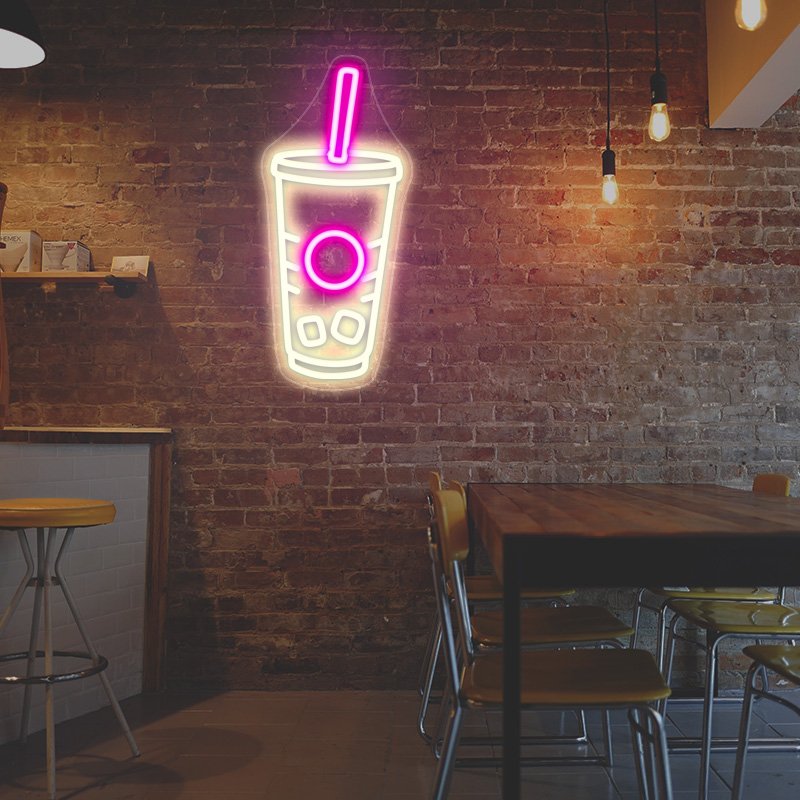 Tea Neon Sign Water Light Handmade Neon Art for Room Restaurant Cafe Bar Decor LED Neon Wall Signs LED Light for Party