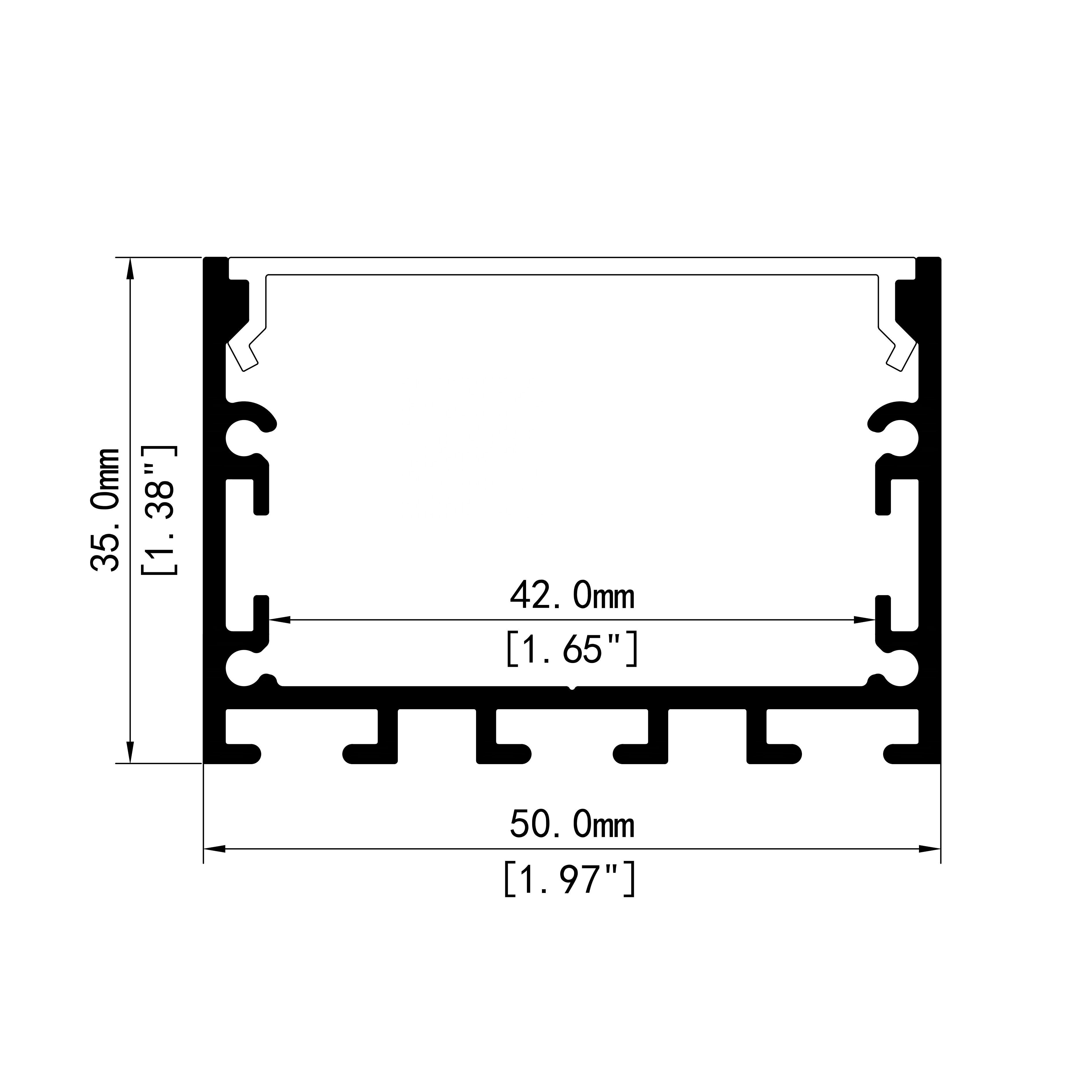 50*35mm U Shape Lighting Led Linear Light Suspension Linear Led Profile