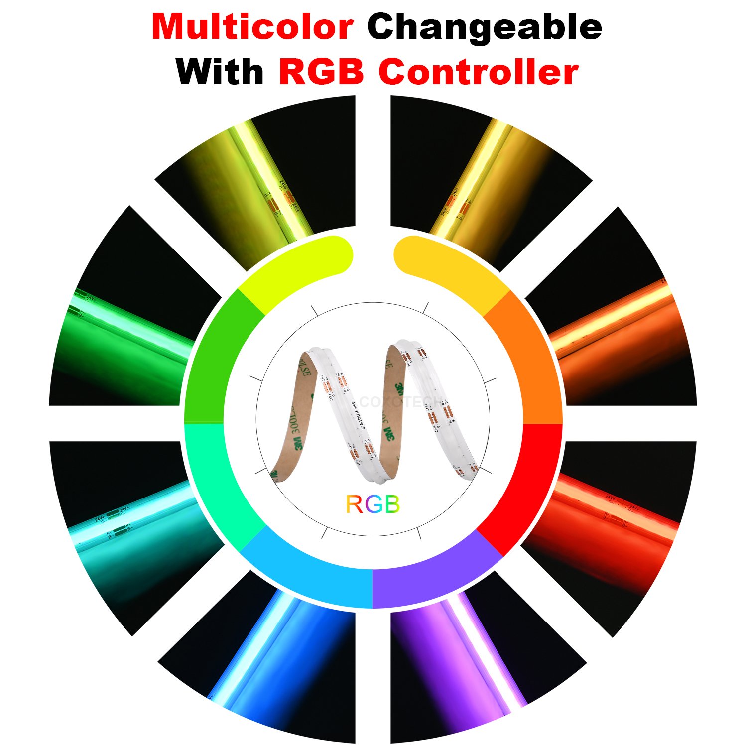 COXO Rgb Cct Cob Led Strip Rgbww 12v 3 Years Warrant Blue Red 5m 20m Rgbcct 5in1 24v 5050 Rgbw Rgb Led Strips Lights