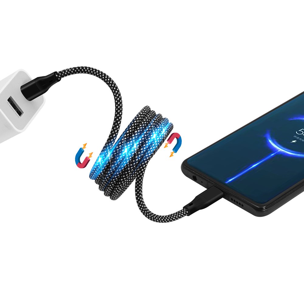 Customize Logo Magnet USB Cable Auto Stretch Anti-tangle Magnetic Usb Cable C to Usb C Fast Charger Cable