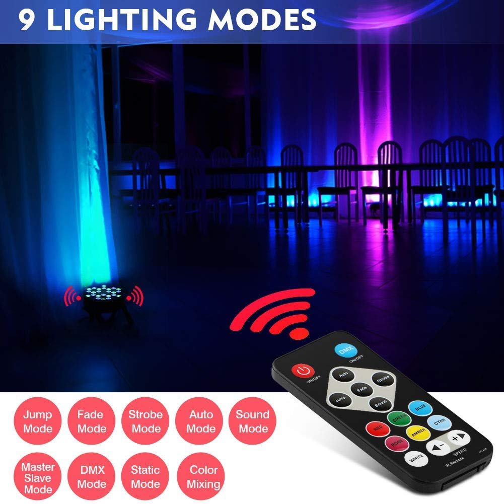 36 DJ LED Par Light RGB Party Lights Emote & DMX Controlled Sound Activated Auto Play Uplights for Wedding Birthday Christmas