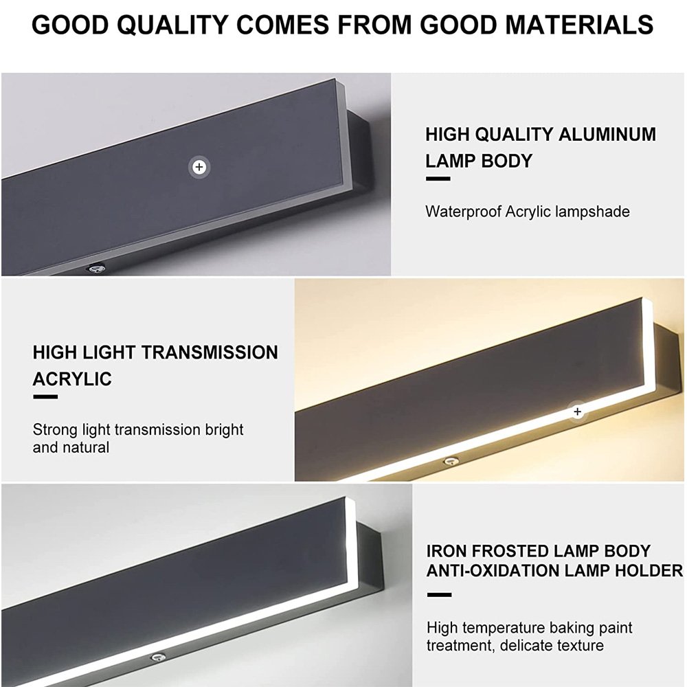 Waterproof Black Minimalist Strip Long Wall Mounted Lamp 5CCT/6CCT Acrylic Sconces Wall Lighting