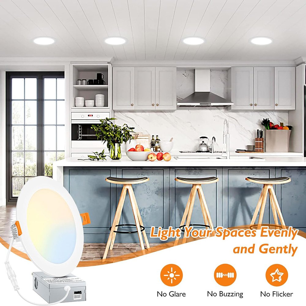 5CCT 4 Inch 9W 6 Inch 12W Dimmable Recessed Downlight Flat ETL Led Panel Light for Home Office Lighting