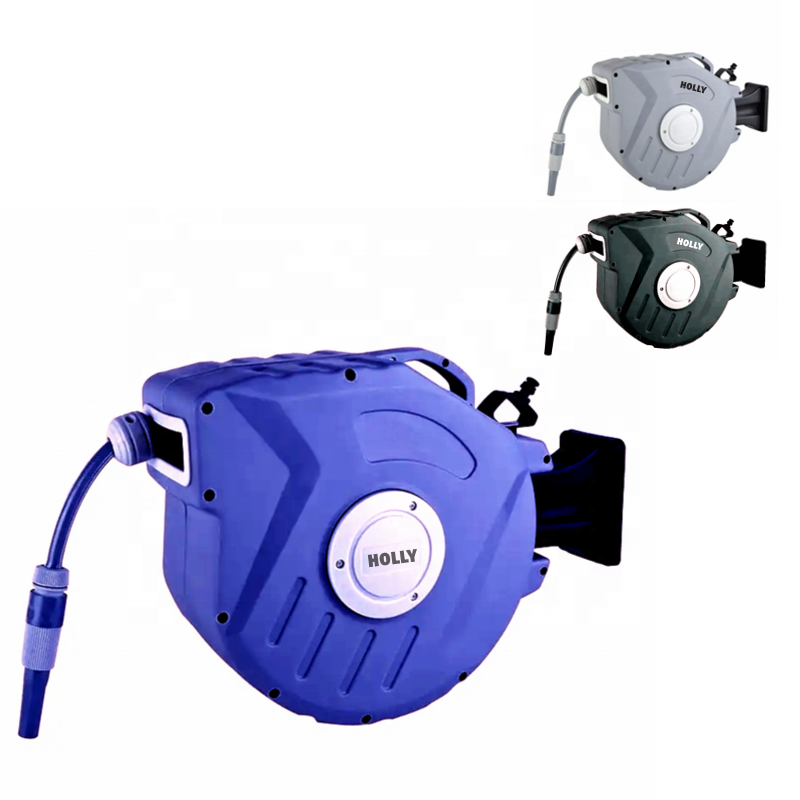 15M 15 Meter Auto Rewindable Garden Hose Reel Retractable 24bar Burst Pressure Retract Hose Reel 50Ft Wall Mountable Hose Reel