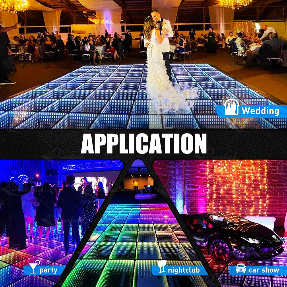 Top Removable Wired 3d Infinity Mirror Lighted Led Dance Floor for Wedding Party Stage