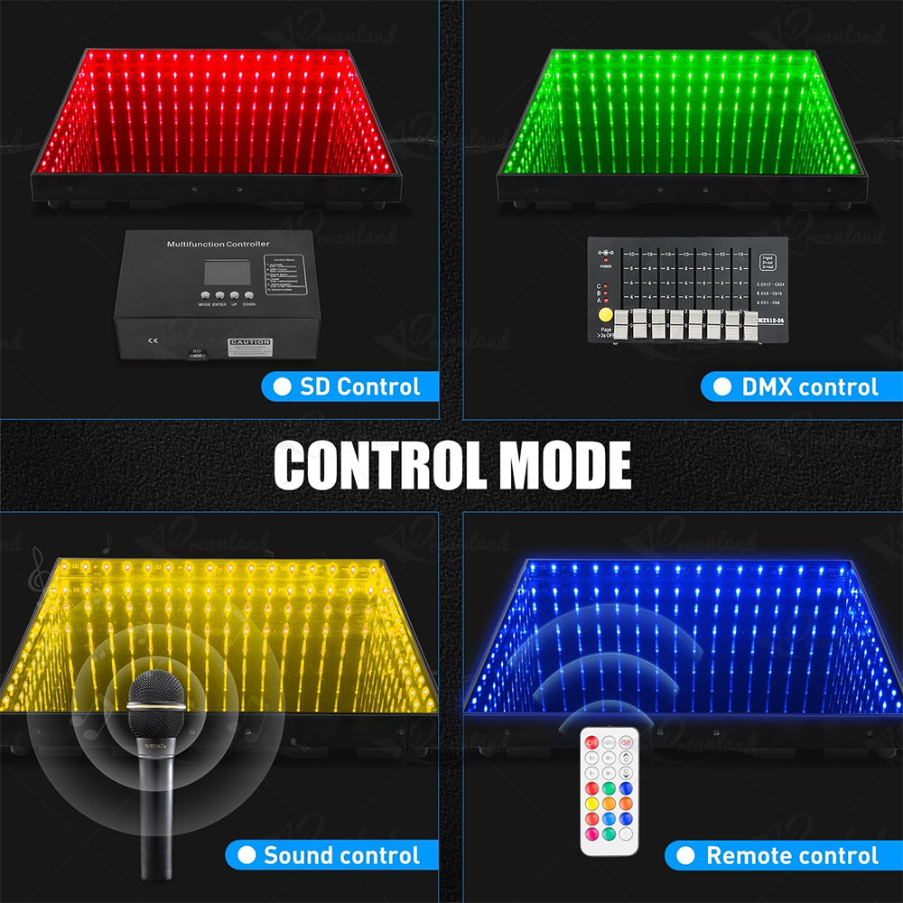 Top Removable Wired 3d Infinity Mirror Lighted Led Dance Floor for Wedding Party Stage