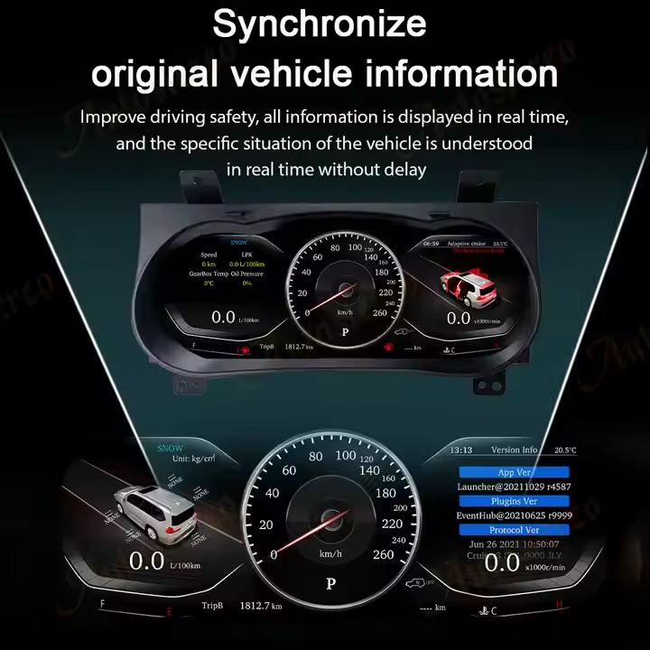 12.3" Car LCD Dashboard for Toyota Hilux Revo Rocco Fortuner 2016-2024 Instrument Panel Auto Digital Cluster Speedometer