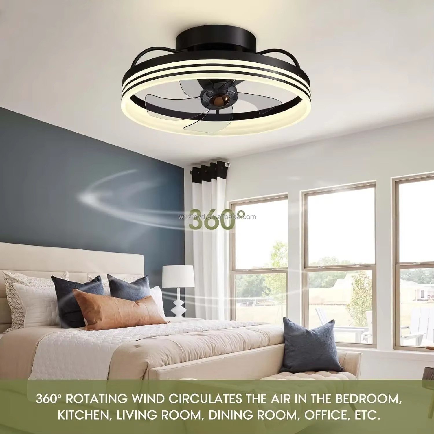 LED Ceiling Fan Light Living Room Dining Room Bedroom Silent Ceiling Fan Led Intelligent Frequency Conversion Ceiling Lights