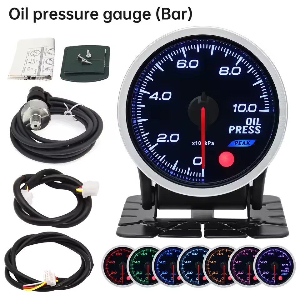 Universal Auto 12V 52mm 8 Color Car Oil Pressure Water Oil Temp EGT Exhaust Temp Boost Tachometer Gauge Meter