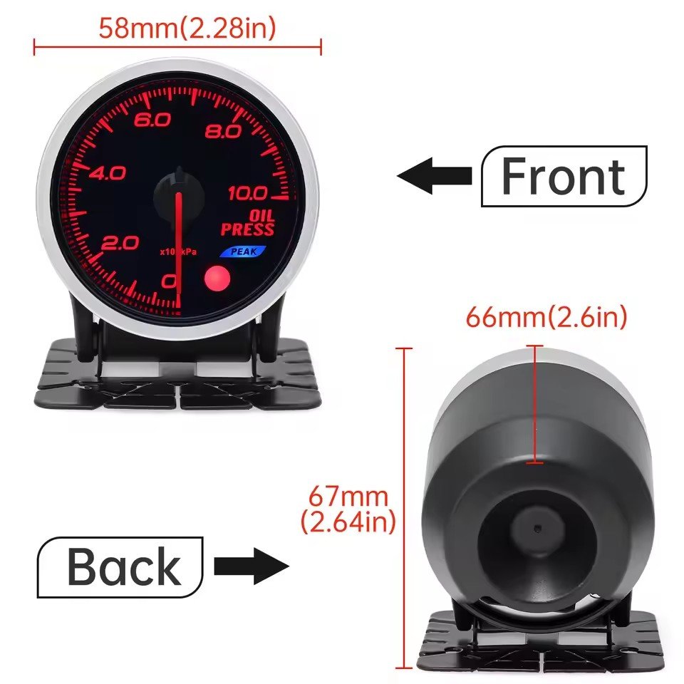 Universal Auto 12V 52mm 8 Color Car Oil Pressure Water Oil Temp EGT Exhaust Temp Boost Tachometer Gauge Meter