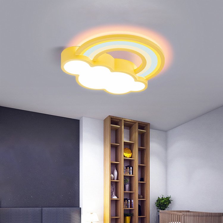 Circular rainbow Children's Room LED Ceiling Light 50cm 48W Eye protection Cartoon 3CCT Stepless Dimmable Bedroom Ceiling Light