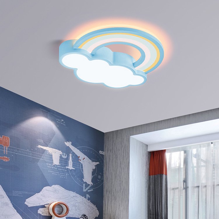 Circular rainbow Children's Room LED Ceiling Light 50cm 48W Eye protection Cartoon 3CCT Stepless Dimmable Bedroom Ceiling Light