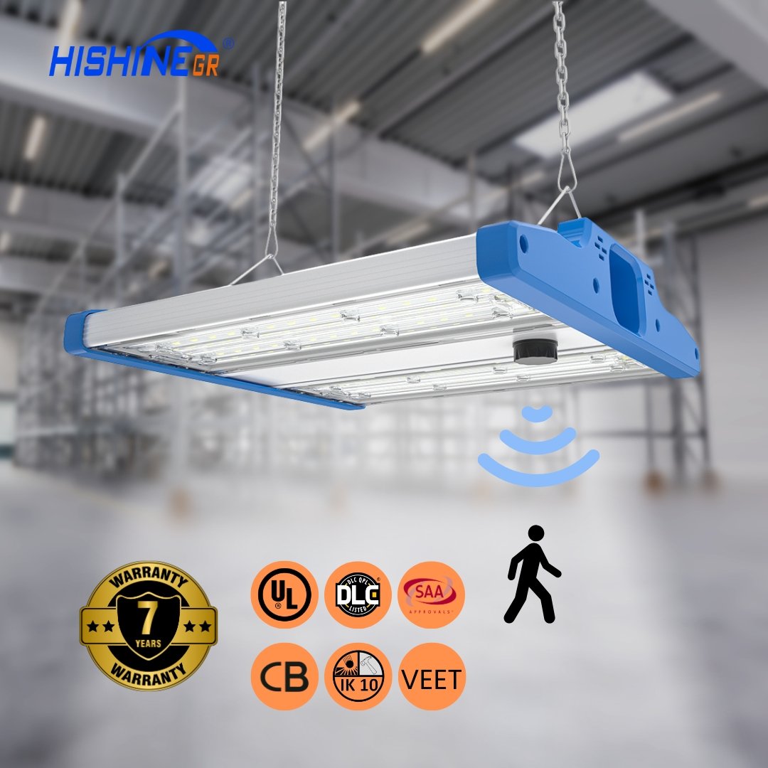 Hishine 7 Year Warranty Long Lifespan Dimmable Industrial Exterior Lighting Fixtures Led Linear High Bay Light Warehouse 200w