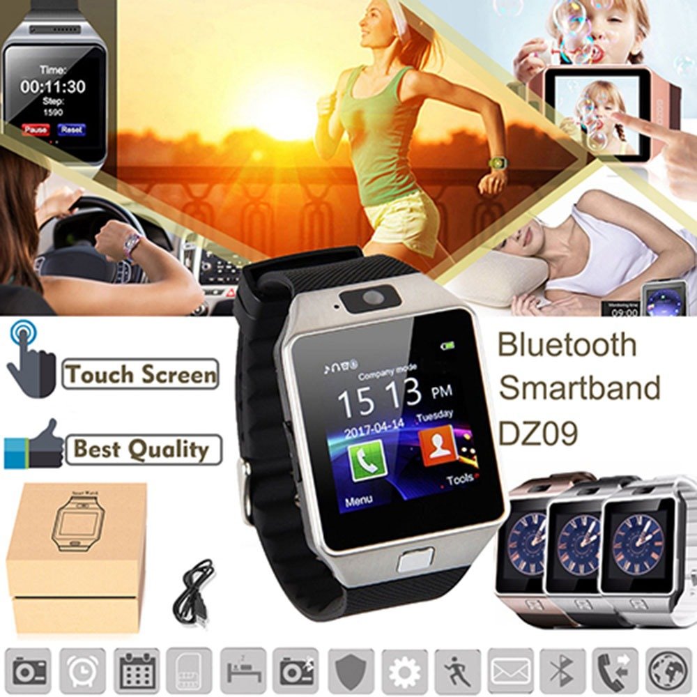 DZ09 Smart Watch with SIM Card SD Memory Fitness Heart Rate Monitor Waterproof Camera GPS for Android Phone Call Watch